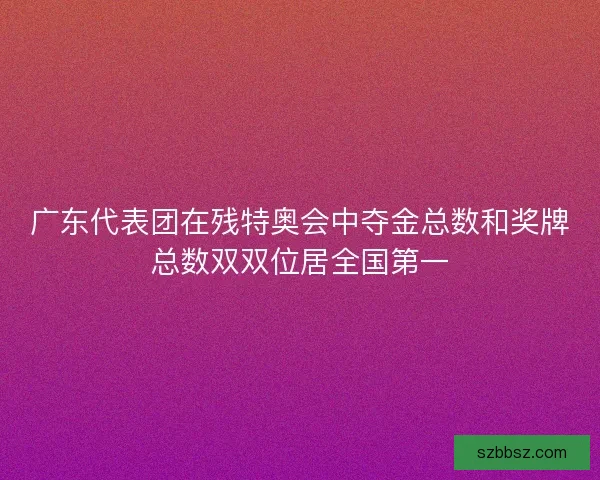 广东代表团在残特奥会中夺金总数和奖牌总数双双位居全国第一